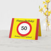 Snelheidsbeperking verjaardagskaart 50e kaart (Gele Bloem)