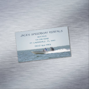 Snelheidsboot op de open oceaan huurboot magnetisch visitekaartje