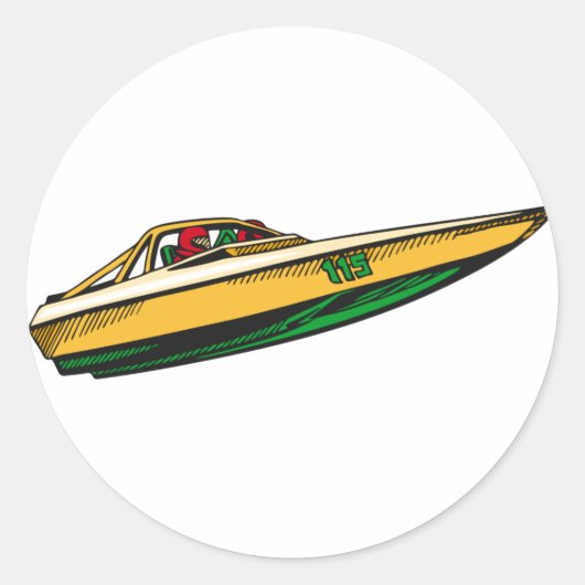 Snelheidsboot Ronde Sticker (Voorkant)