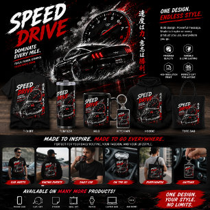 Snelheidsdrive Racen Auto T-Shirt – Zwarte tshirt