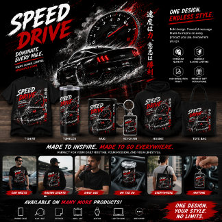 Snelheidsdrive Racen Auto T-Shirt – Zwarte tshirt