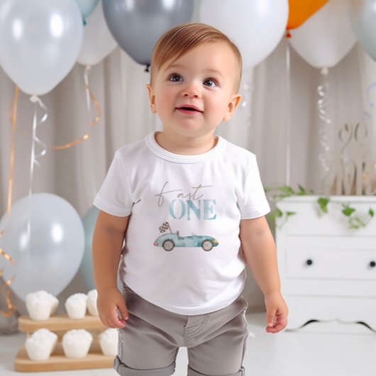 Snelheidsduivel Baby Blauwe Race Auto Verjaardag T