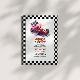 "Snelheidsduivel" raceauto 1e verjaardagsfeestje Kaart