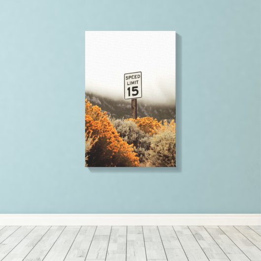 Snelheidslimiet 15 teken met Golden Sagebrush Canvas Afdruk (Insitu (Houten vloer))