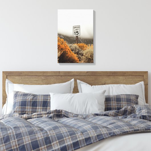 Snelheidslimiet 15 teken met Golden Sagebrush Canvas Afdruk (Insitu (Slaapkamer))