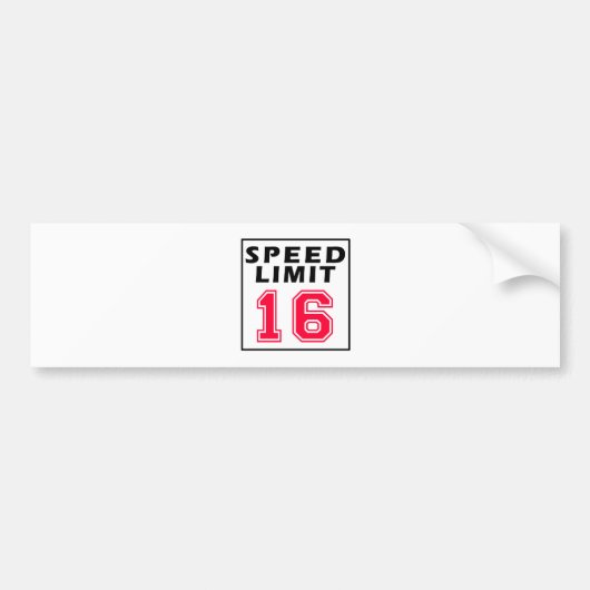 Snelheidslimiet 16-jarige design bumpersticker (Voorkant)