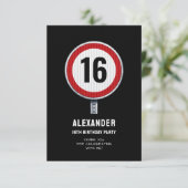 Snelheidslimiet 16e verjaardag bedankkaart (Staand voorkant)