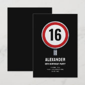 Snelheidslimiet 16e verjaardag bedankkaart (Voorkant / Achterkant)