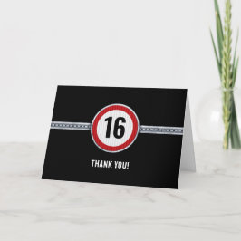 Snelheidslimiet 16e verjaardag bedankkaart