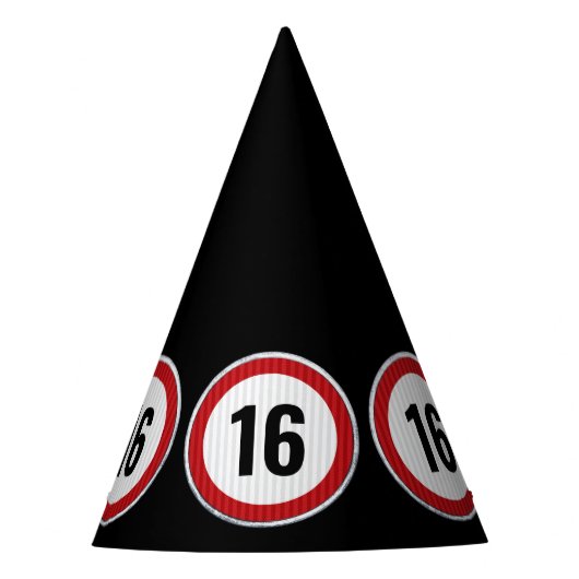 Snelheidslimiet 16e verjaardag feesthoedjes (Voorkant)