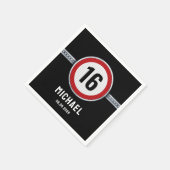 Snelheidslimiet 16e verjaardag servet (Hoek)