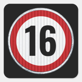 Snelheidslimiet 16e verjaardag vierkante sticker