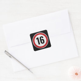 Snelheidslimiet 16e verjaardag vierkante sticker