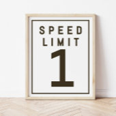 Snelheidslimiet 1 Teken Sjabloon Snel EEN Race Aut Poster