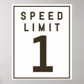 Snelheidslimiet 1 Teken Sjabloon Snel EEN Race Aut Poster (Voorkant)