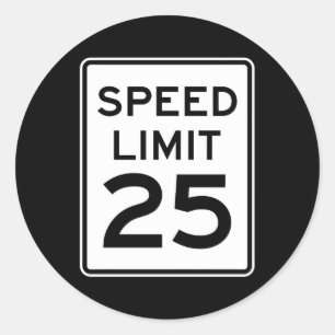 Snelheidslimiet 25 mph rijdende verkeersbord ronde sticker