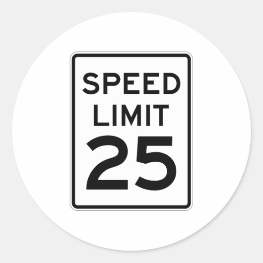 Snelheidslimiet 25 MPH-teken Ronde Sticker (Voorkant)