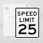 Snelheidslimiet 25-straatsignalisatie briefkaart (Voorkant / Achterkant)