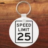 Snelheidslimiet 25-straatsignalisatie sleutelhanger (Voorkant)