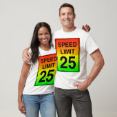 Snelheidslimiet 25-teken met gespannen kleuren t-shirt (Unisex)