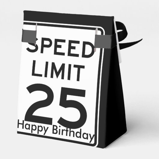 Snelheidslimiet 25mph verjaardagsbord bedankdoosjes (Achterkant)
