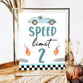 Snelheidslimiet 2 blauwe race auto twee snelle jon poster