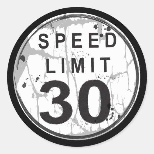Snelheidslimiet 30 MPH Grungy Sticker (Voorkant)