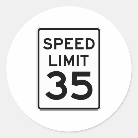 Snelheidslimiet 35 MPH-teken Ronde Sticker (Voorkant)