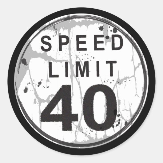 Snelheidslimiet 40 MPH Grungy Sticker (Voorkant)