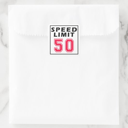 Snelheidslimiet 50 design vierkante sticker (Tas)