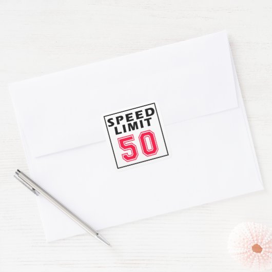Snelheidslimiet 50 design vierkante sticker (Envelop)