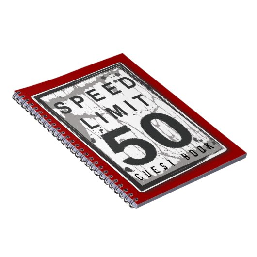 Snelheidslimiet 50 MPH Grungy Guest Book Notebook Notitieboek (Rechterzijde)