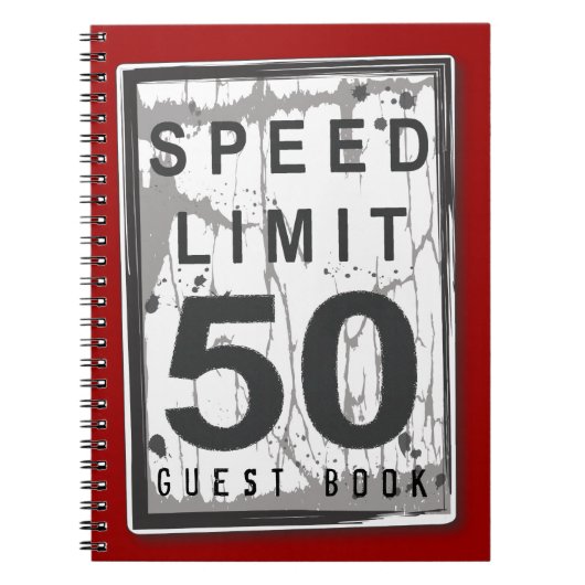 Snelheidslimiet 50 MPH Grungy Guest Book Notebook Notitieboek (Voorkant)