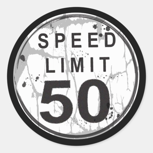 Snelheidslimiet 50 MPH Grungy Sticker (Voorkant)