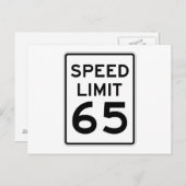 Snelheidslimiet 65 MPH-teken Briefkaart (Voorkant / Achterkant)
