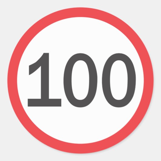 Snelheidslimiet honderd ronde sticker (Voorkant)