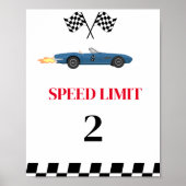 Snelheidslimiet Race auto Verjaardag feestbord Poster (Voorkant)