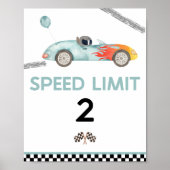 Snelheidslimiet Race Auto Verjaardagsfeest Sign Poster (Voorkant)