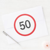 Snelheidslimiet vijftig ronde sticker (Envelop)