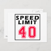 Snelheidslimiet voor 40-jarige design briefkaart (Voorkant / Achterkant)