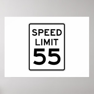 Snelheidslimiet voor 55 MPH-tekens Poster