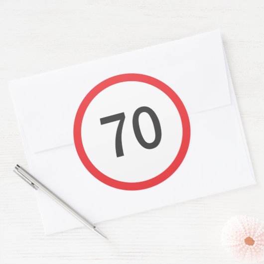 Snelheidslimiet zeventig ronde sticker (Envelop)