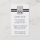 Snelheidslimietteken verkeersprocureur wetgever visitekaartje (Achterkant)