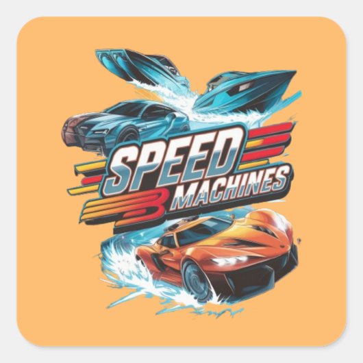 Snelheidsmachines Vierkante Sticker (Voorkant)
