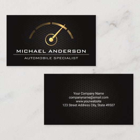 Snelheidsmeter Gold Metallic | Auto-Logo Visitekaartje (Voorkant / Achterkant)