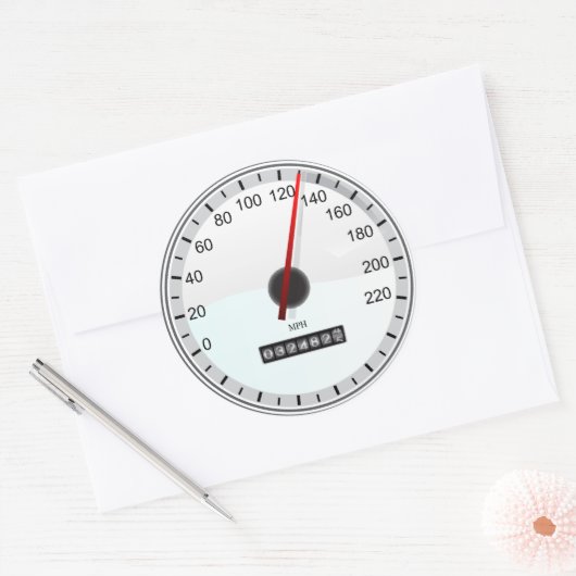 snelheidsmeter ronde sticker (Envelop)