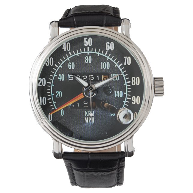 Snelheidsmeter van klassieke auto uit het midden v horloge (Voorkant)