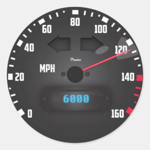 Snelheidsmeter van sportwagen ronde sticker