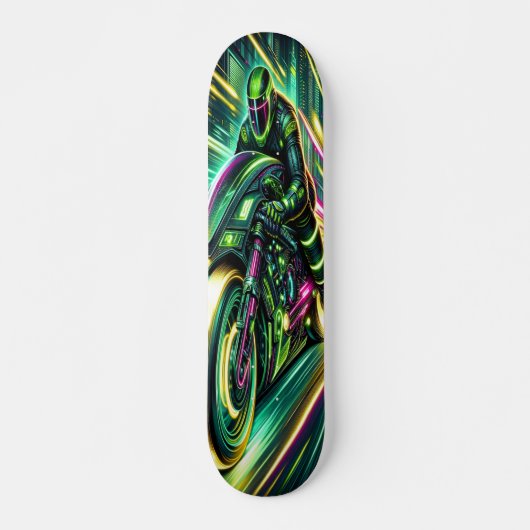 "Snelheidsrush: Cyberpunk Racer Persoonlijk Skateboard (Voorkant)
