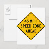 Snelheidszone 45 mph bovenaan briefkaart (Voorkant / Achterkant)